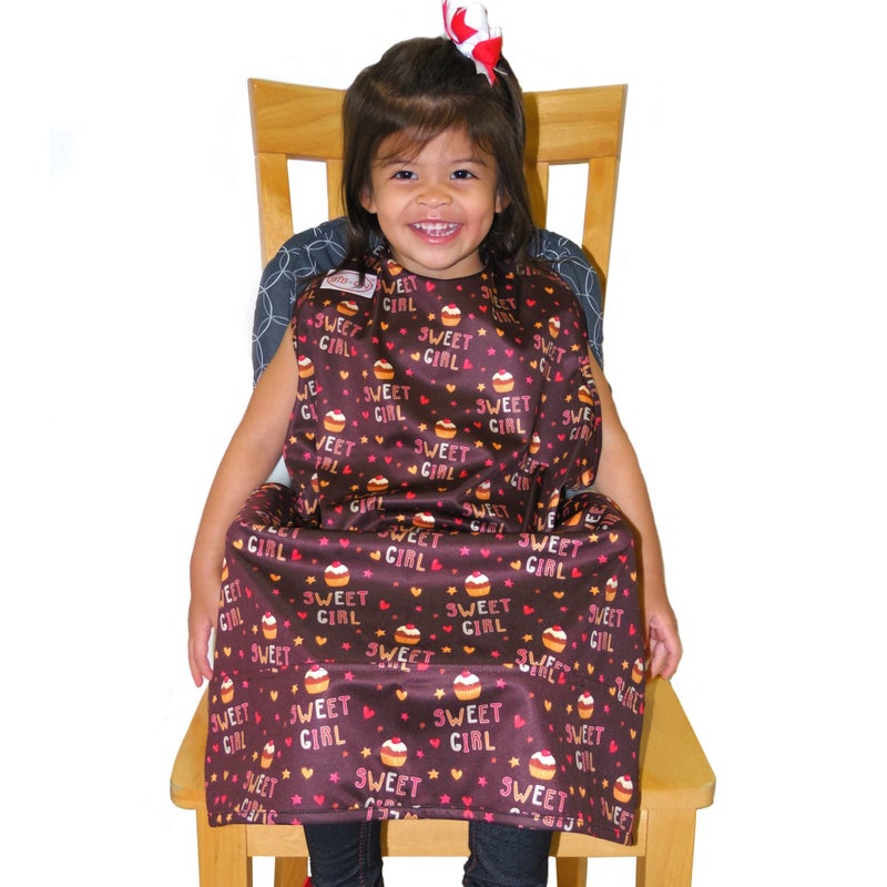 BIB-ON XL, Full-Coverage Bib and Apron Combination for Toddler, Kids Ages 3 and Up. (Sweet Girl Cupcake) - Image 2